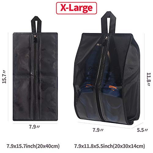 Shoe Bags for Travel 6 Pack Waterproof Organizer Storage bag for Men & Women, X Large, Black