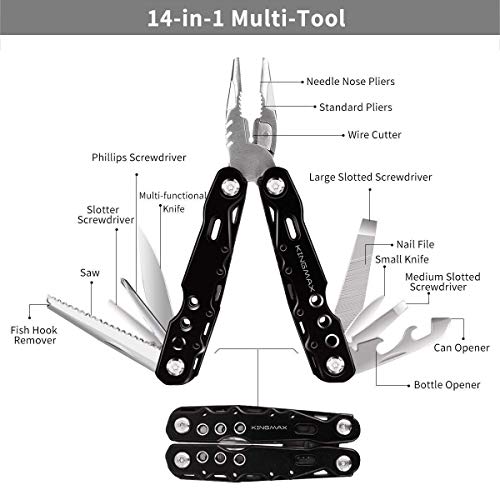 Kingmax Multitool Knife,Stainless Steel Multi tool with Safety Locking, Pliers, Knife, Bottle Opener, Screwdriver,Saw-Perfect for Outdoor, Survival, Camping, Fishing, Hiking,Emergency,Daily Use.