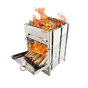 Camping Geïntegreerde Vouwen Hout Grillkachel Draagbare Kleine Rvs BBQ Houtskool Kachel Barbecue voor Koken Outdoor…