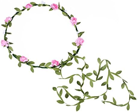 HTYhuahuan Wreath Flower Crown Wedding Garland With Tail Forehead Hair Head Band Accessories