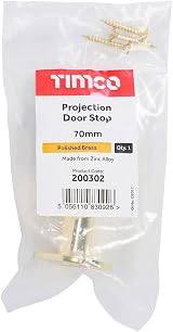 TIMCO Projection Door Stop Polished Brass Wall Skirting Rubber Buffer Tip view 2