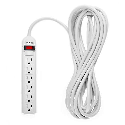 Digital Energy 6-Outlet Surge Protector Power Strip with 15 Foot Long Extension Cord, Flat Plug, White - Thumbnail 3