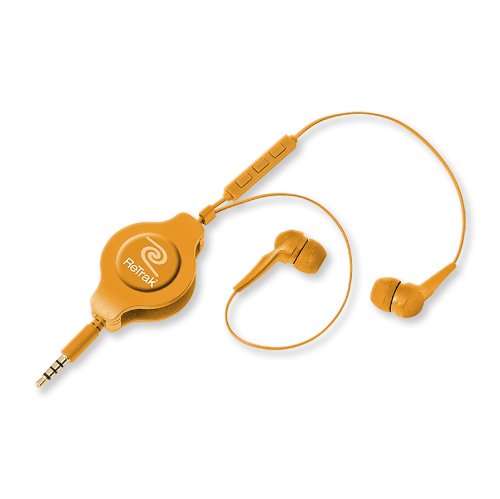 ReTrak Retractable Earbuds with In-Line Mic and iPhone Controls, Orange (ETIPHONEHFOR)