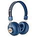 House of Marley Positive Vibration 2: Over-Ear Headphones with Microphone, Wireless Bluetooth Connectivity, and 10 Hours of Playtime (Denim)