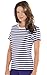 Purple & White Striped Brushed Cotton Jersey Short sleeve Tee Shirt for Women