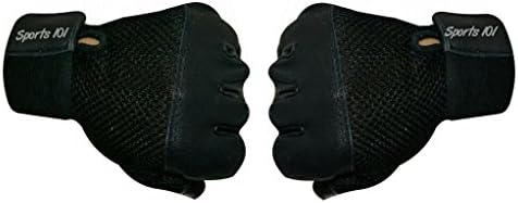 Sports 101 Pro Grip Leather Fitness Gloves with Wrist Support, Free Size (Black)
