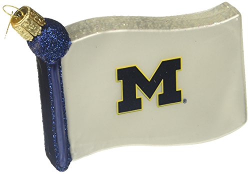 Old World Christmas University of Michigan Flag Glass Blown Ornament