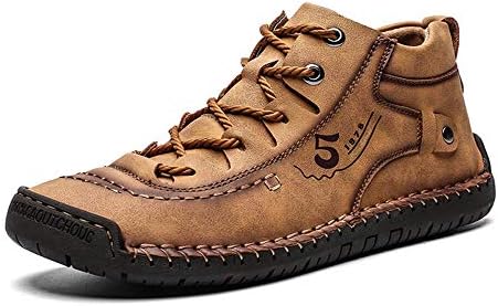 Men Hand Stitching Vintage Microfiber Leather Lace Up Comfy Soft Ankle Boots