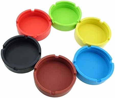 Silicone Restaurant Round Design Cigarette Ash Holder Ashtray Container Rubber High Temperature Heat Resistant Design (BK)