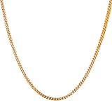 JINGRAYS 3mm Stainless Steel Curb Chain Necklace for Men Biker Punk Style Male Chain Link, 24 inches -Gold
