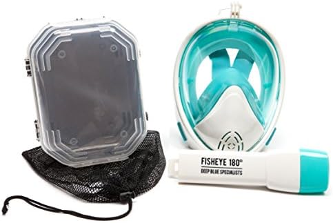 FishEye 180° Full Face Snorkel Mask - Latest 2016 Tubeless Design Using Superior Dry Snorkel Technology. Anti-fog, Anti-Leak, Easybreath Snorkeling Mask With Larger Viewing Area. (Green/White, L/XL)