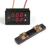 DROK Digital Voltage Current Tester Voltmeter Ammeter Multimeter DC 0-100V/50A Volt Amp 2in1 Volt Ampere Panel Meter Red/Red LED Display Amperage VA Gauge Monitor