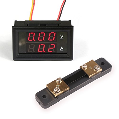 DROK Digital Voltage Current Tester Voltmeter Ammeter Multimeter DC 0-100V/50A Volt Amp 2in1 Volt Ampere Panel Meter Red/Red LED Display Amperage VA Gauge Monitor