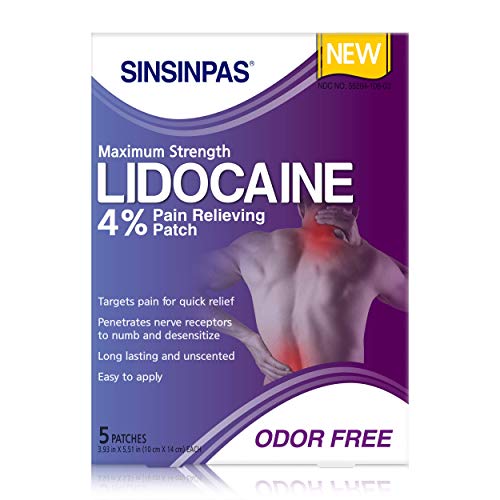 SINSINPAS Maximum Strength Lidocaine 4 Pain Relieving Patch (1 Pack (5