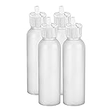MoYo Natural Labs HDPE Container Commercial Grade Industrial Turret Style Spout Top 4 oz Container Food Bottle with Toggle Adjustable Dispenser Dripping Bottle Pack of 4