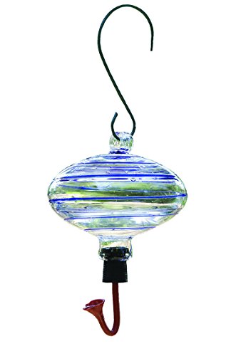 Gardman BA05702 Oval Blue Swirl Glass Hummingbird Feeder, 6" Long x 6" Wide x 7" High