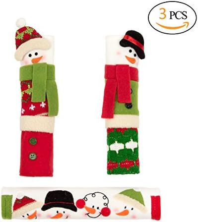 Appliance Handle Covers For Christmas Decorations &amp; Decor-Christmas Snowman Handle Covers for Standard Size Refrigerator,Door etc. (Pack 3) (A)