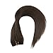 Moresoo 80 Grams Darkest Brown Hair Extensions Brown 16 Inch Flip on Extensions Remy Human Hair Color #2 One Piece Human Hair Extensions Double Weft