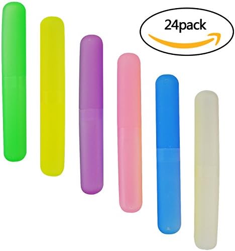 Plastic Toothbrush Case -Tojwi 24pcs Different Color Portable Dust-proof Toothbrush Cases Toothbrushes Holder for Daily and Travel Use
