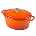 Zelancio Cookware 6-Quart Enameled Cast Iron Oval Dutch Oven Cooking Dish with Skillet Lid, Tangerine Orange