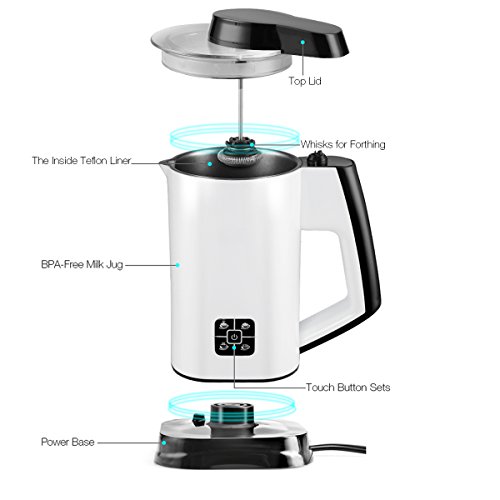 Milk Frother, Electric Milk Steamer for Making Latte, Cappuccino, Hot Chocolate, Automatic Foam Maker Cold Hot Milk Warmer