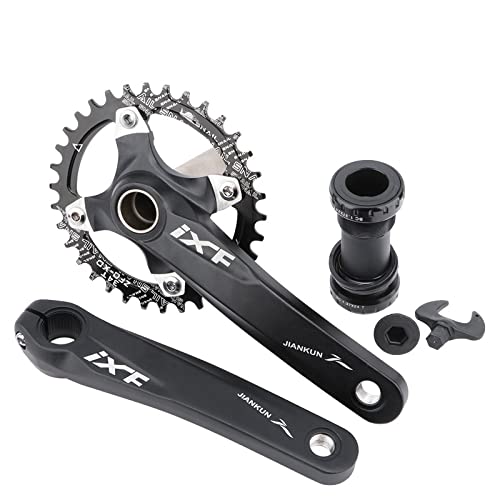 IXF KOOZER Bicycle Crank Arm Set BCD 104 Road Mountain Bike Crankset with Bottom Bracket With 40T Single Chain Ring Chainrings (Black)
