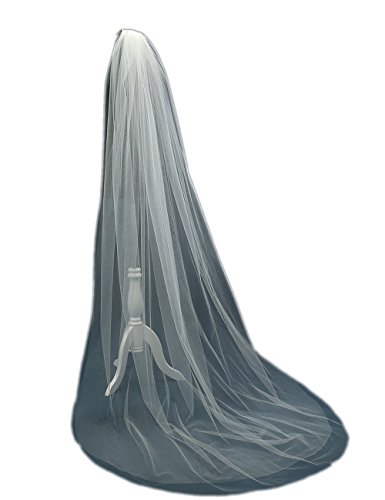Anmor 2T Long Wedding Veils 3M White Tulle Bridal Veil with Comb