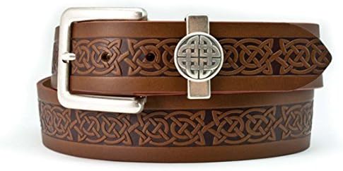 Lee River 40mm Genuine Brown Leather Belt with a Celtic Design and a Celtic Loop