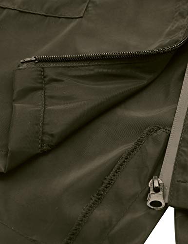 Waterproof Rain Women Lightweight Reusable Hiking Hooded Coat Jacket for Outdoor Activities M Army Green - Thumbnail 4