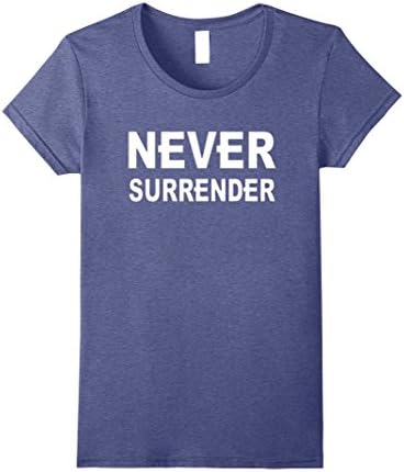 Womens NEVER SURRENDER TSHIRT Large Heather Blue