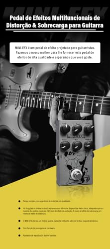VEDO M-VAVE MINI-EFX Pedal de Efeitos Múltiplos para Guitarra Elétrica: 4 Overdrives, 4 Distorções, Boost, EQ de 3 Bandas, True Bypass e Design em Metal Compacto para Músicos
