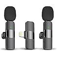 JOUNIVO 2 Pack Wireless Lavalier Microphone for iPhone, Mini Mic with Noise Cancellation for Interview Video Podcast Vlog YouTube