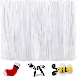 Iooleem 200pcs White Pipe Cleaners, Chenille