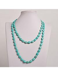 Jane Stone - Collar de doble hebra con forma ovalada, color turquesa