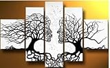 Wieco Art - Wind Floating Tree 5 Panels Modern Contemporary 100% Hand-painted Artwork Abstract Oil Paintings on Canvas Wall Art for Home Decorations Wall Decor 5pcs/set I