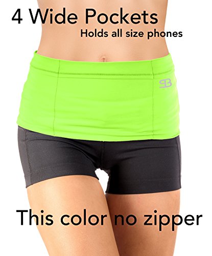StashBandz Unisex Running Belt, Travel Money Belt, Fanny Pack, Waist Pack for Women and Men, 4 Big Security Pockets and Zipper, Fits All Size Phone, Passport, and More, Extra Wide Spandex