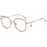 Firmoo Cat Eye Blue Light Blocking Glasses with Gemstone Pendant for Computer Reading Glasses for Women UV400 Protection