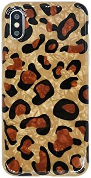 HolaStar Chic Leopard Pearly-Lustre Case for iPhone Xs MAX/10s Max, Sparkle Ultra Lightweight Stylish Translucent Shell Pattern Flexible Soft Protective Fashion Slim Cover for Girl Women