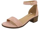 Top Moda Women's Ankle Strap Open Toe Heeled Sandal