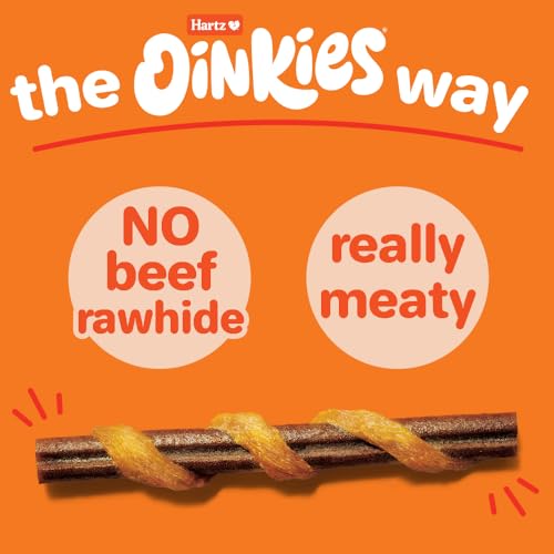 HARTZ OINKIES TENDER BULLIES WITH REAL CHICKEN BREAST & REAL BEEF BULLY STICK FLAVOR, HIGHLY DIGESTIBLE AND RAWHIDE-FREE, 20 COUNT