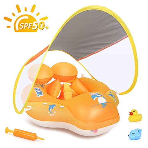 LAYCOL Baby Swimming Float with UPF50+ Sun Canopy Baby Floats for Pool No Flip Overbaby Pool for Baby Age of 3-36 Months