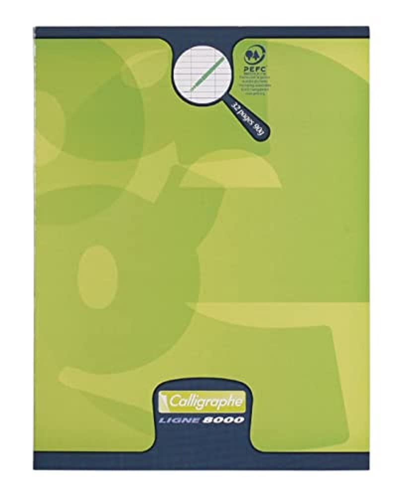 Calligraphe 108703C A Set of 20 Green Stapled Notebooks (a Clairefontaine Brand) - 17x22cm - 32 Seyes Ruled Pages 3 mm Enlarged 12/12 - Paper 90 g - Card Cover