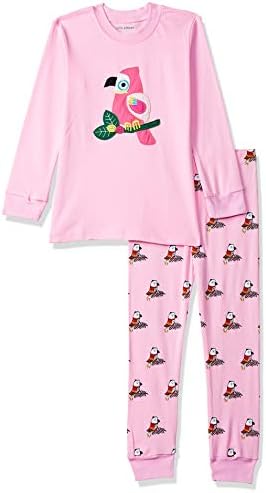 FBOBABY Girls Cotton Bird Print T-Shirt and Pant Set in Pink Color
