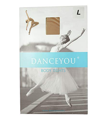 DANCEYOU Women's Full Stretch Convertible Girls Body Tights for Dance Performances, Tan, Size XL
