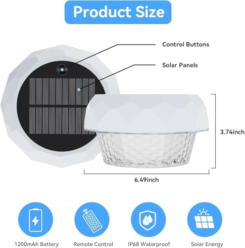 Joycome Outdoor Solar Pool Lights IP68 Waterproof Solar Lighting Pool with Remote Control, LED RGBCW Underwater Pool Lights for Outdoor Pond Party – 1 Pack