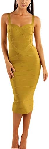 HLBandage Midi-Calf Solid Color Spaghetti Strap Rayon Bandage Dress Nude