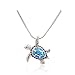 Telitxy on Sales promotion Jewelry real 925 Sterling Silver Created Blue Opal Sea Turtle Pendant Necklace 18