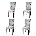 SoulFeel 4 x Soft Spandex Fit Stretch Short Dining Room Chair Covers with Printed Pattern, Banquet Chair Seat Protector Slipcover for Home Party Hotel Wedding Ceremony (Style 24)