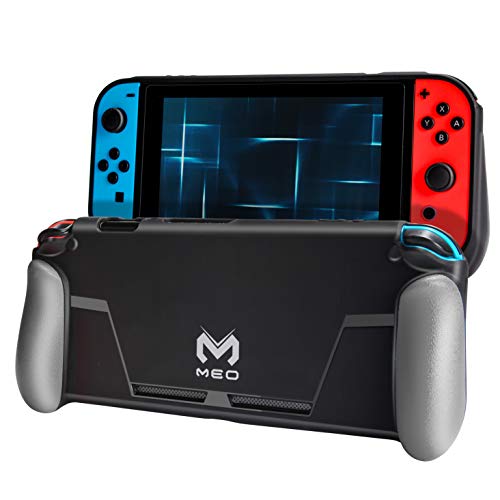 Meo Protective Case Compatible With Nintendo Switch [Stores 2 Games] Change the Grip Color [Gray / blue / red] Soft Cover Gamepad Case with Shock Absorption