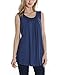 Timeson Women's Basic Round Neck Sleeveless Shirt Pleated Loose Tank